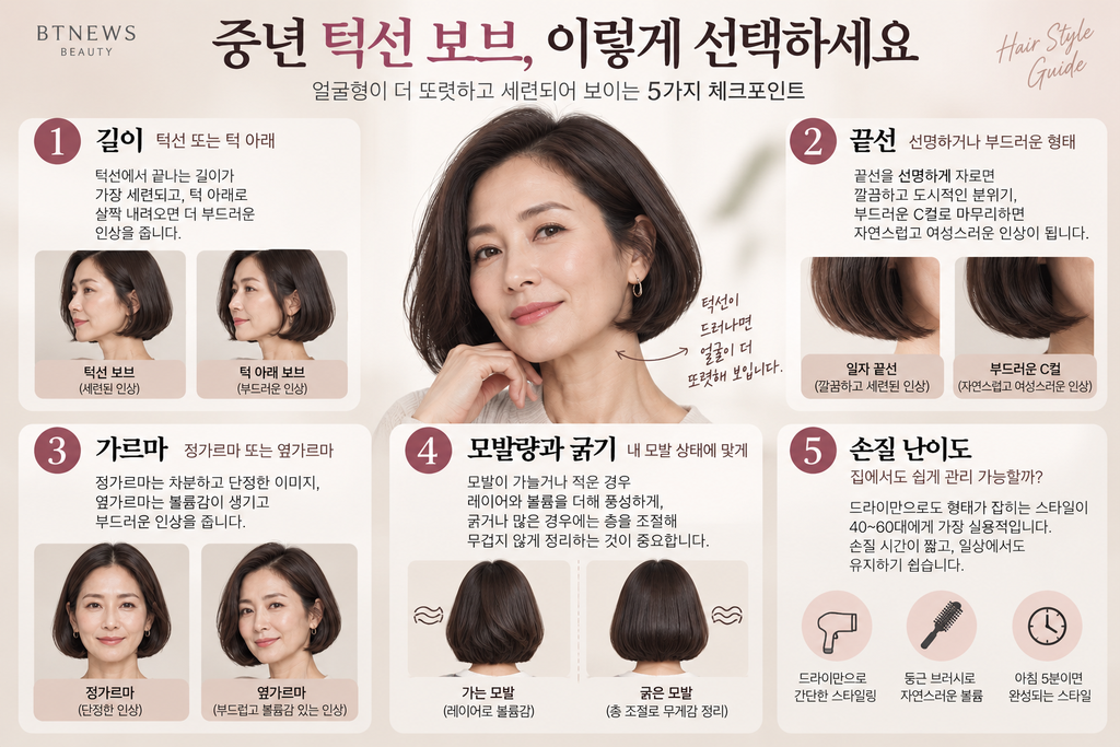 40~60대 여성이 턱선 보브를 선택할 때 확인할 다섯 가지 기준
